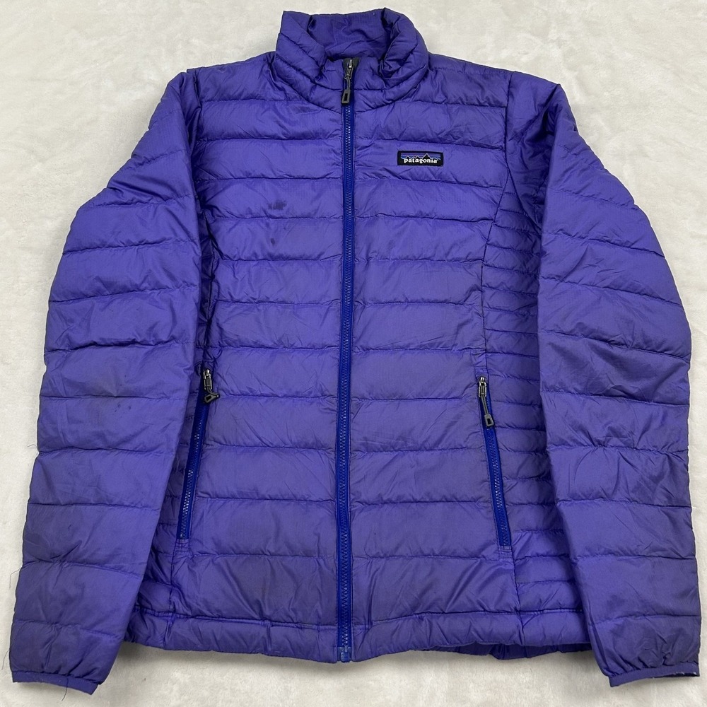 Patagonia Down Sweater Jacket Womens S Purple Puffer Quilted Full Zip 84683